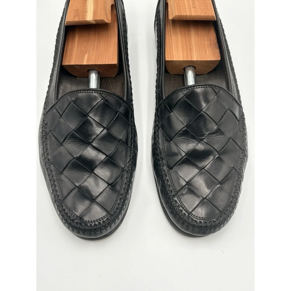 Bragano Cole Haan Woven Leather Loafers Classic Dress Shoes Black Mens Sz 10.5M